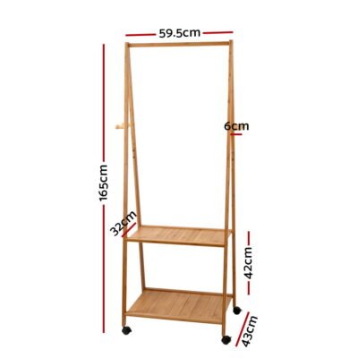 Artiss Clothes Rack Airer Coat Stand 165x59cm Wheels - Image 3