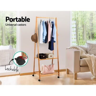 Artiss Clothes Rack Airer Coat Stand 165x59cm Wheels - Image 6