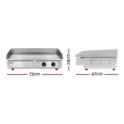 Devanti Commercial Electric Griddle 73cm BBQ Grill Plate 4400W - Image 2
