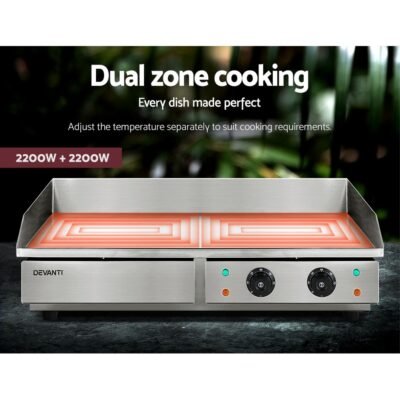 Devanti Commercial Electric Griddle 73cm BBQ Grill Plate 4400W - Image 6