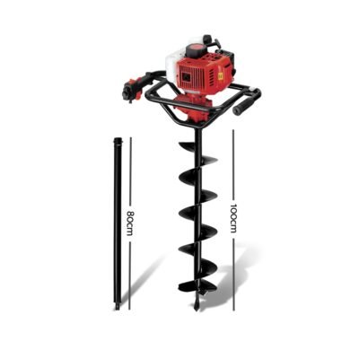 Giantz 92CC Post Hole Digger 200mm Petrol Drill Extension Bits Auger - Image 2