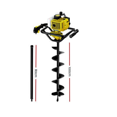 Giantz 90CC Post Hole Digger 200mm Petrol Drill Auger Extension Bits - Image 2