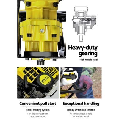 Giantz 90CC Post Hole Digger 200mm Petrol Drill Auger Extension Bits - Image 4