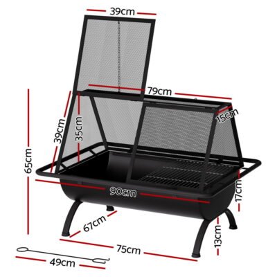 Grillz Fire Pit BBQ Grill Outdoor Fireplace Steel - Image 2