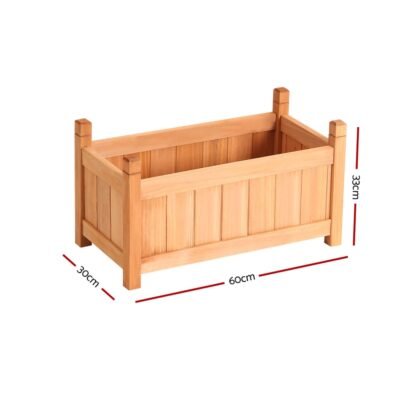 Green Fingers Garden Bed 60x30x33cm Wooden Planter Box Raised Container Growing - Image 2