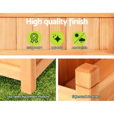 Green Fingers Garden Bed 60x30x33cm Wooden Planter Box Raised Container Growing - Image 5