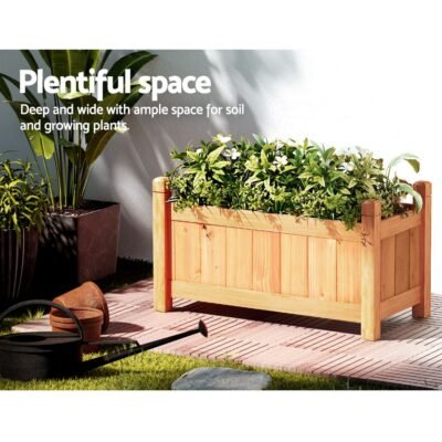 Green Fingers Garden Bed 60x30x33cm Wooden Planter Box Raised Container Growing - Image 6
