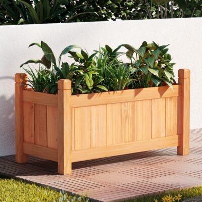 Green Fingers Garden Bed 60x30x33cm Wooden Planter Box Raised Container Growing - Image 8