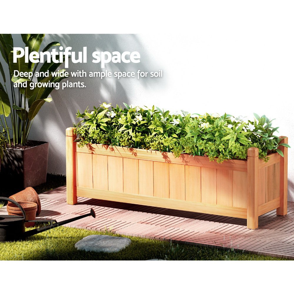 Green Fingers Garden Bed 90x30x33cm Wooden Planter Box Raised Container Growing - Image 7