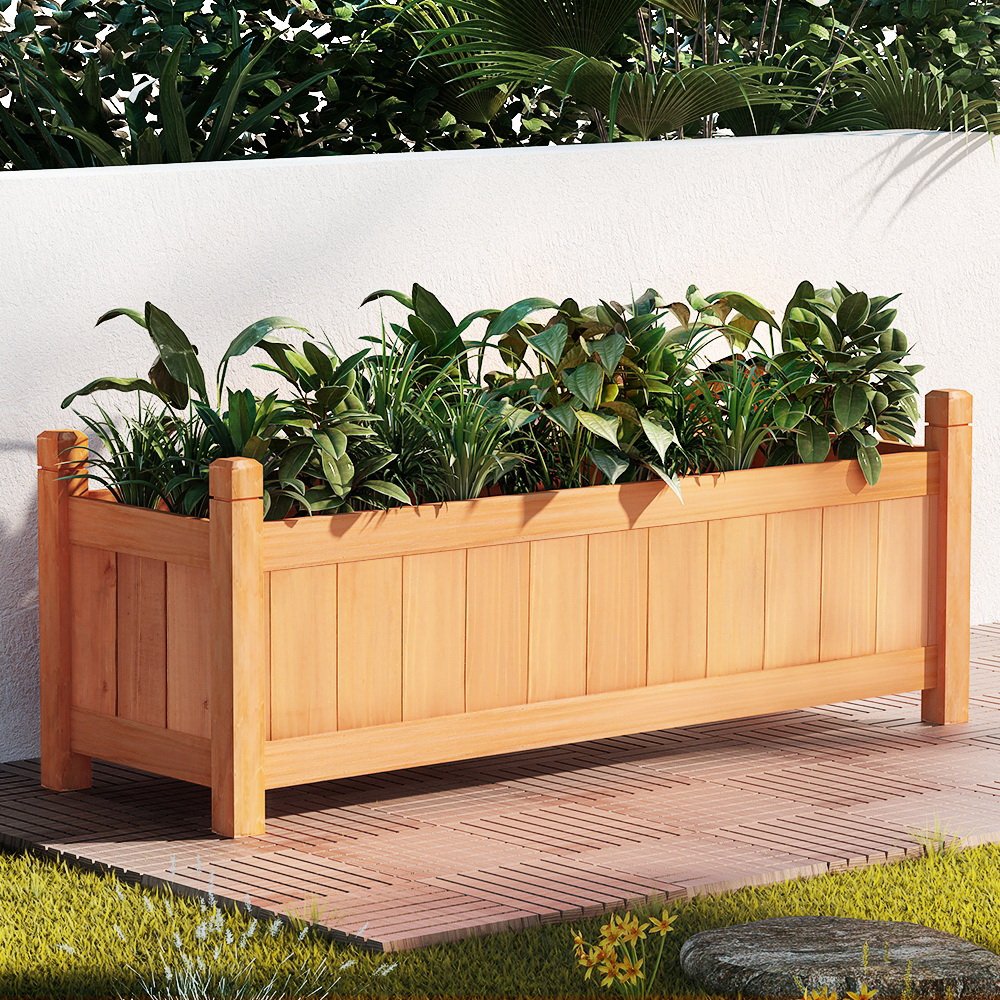 Green Fingers Garden Bed 90x30x33cm Wooden Planter Box Raised Container Growing - Image 8
