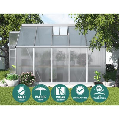 Greenfingers Greenhouse 3x2.5x2.26M Double Doors Aluminium Green House Garden Shed - Image 5
