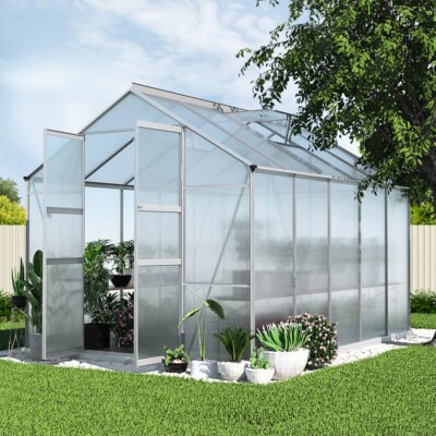 Greenfingers Greenhouse 3x2.5x2.26M Double Doors Aluminium Green House Garden Shed - Image 8