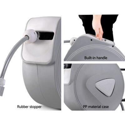 Water Hose Reel 30M Retractable Garden Auto Rewind Spray Gun - Image 6