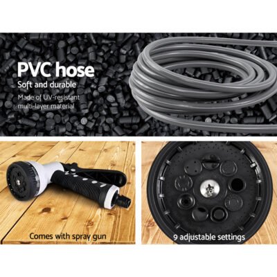 Water Hose Reel 30M Retractable Garden Auto Rewind Spray Gun - Image 7