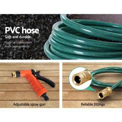 Greenfingers Retractable Hose Reel 30M Garden Water Brass Spray Gun Auto Rewind - Image 6