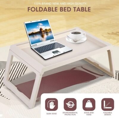 Multifunction Laptop Bed Desk with foldable legs for Home Office (White) - Image 2