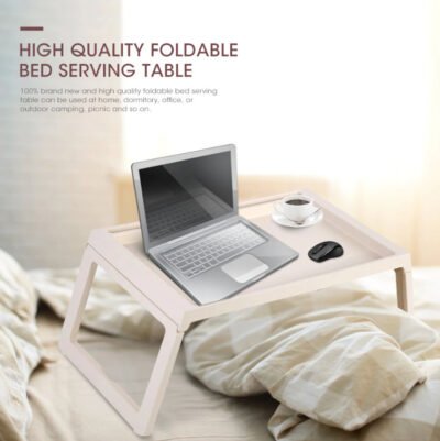 Multifunction Laptop Bed Desk with foldable legs for Home Office (White) - Image 3