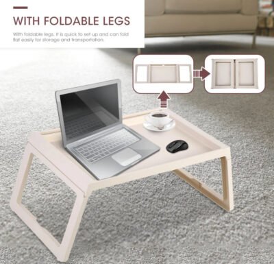Multifunction Laptop Bed Desk with foldable legs for Home Office (White) - Image 5