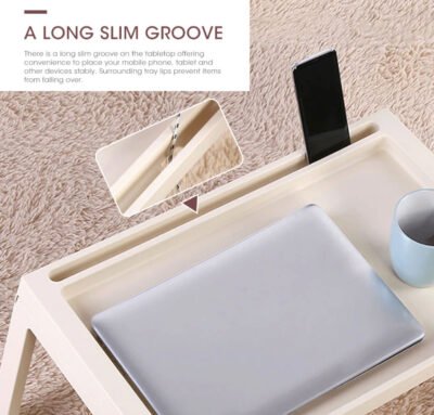 Multifunction Laptop Bed Desk with foldable legs for Home Office (White) - Image 6
