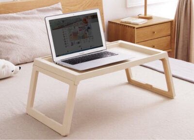 Multifunction Laptop Bed Desk with foldable legs for Home Office (White) - Image 9