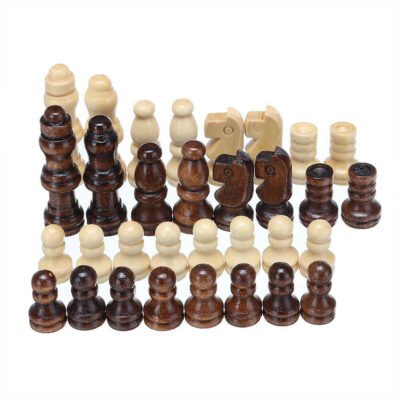 3 IN 1 Wooden Chess Set Folding Chessboard Wood Pieces Draughts Backgammon Toy - Image 2