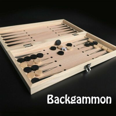 3 IN 1 Wooden Chess Set Folding Chessboard Wood Pieces Draughts Backgammon Toy - Image 8