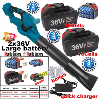 Cordless Garden Leaf Dust Blower Handheld For Makita With 2Battery & Charger 36V - Image 8