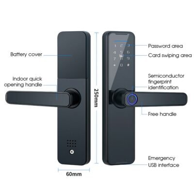 Digital Smart Door Lock Fingerprint APP Key Card Password Electronic Home Lock - Image 4