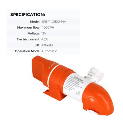 SEAFLO 1100GPH DC12V Automatic Bilge Pump Low Profile Water Pump for Boat Marine SFBP1-G1100-14A - Image 6