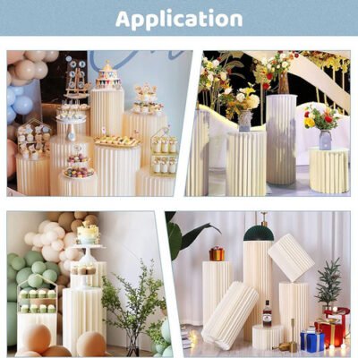 3 PCS Carboard Round Plinth Cylinder Pedestal Wedding Flower Display Stand - Image 3
