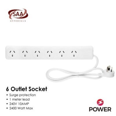 6 Outlet Power Board With Surge Protection 1M Lead Cable - Image 4