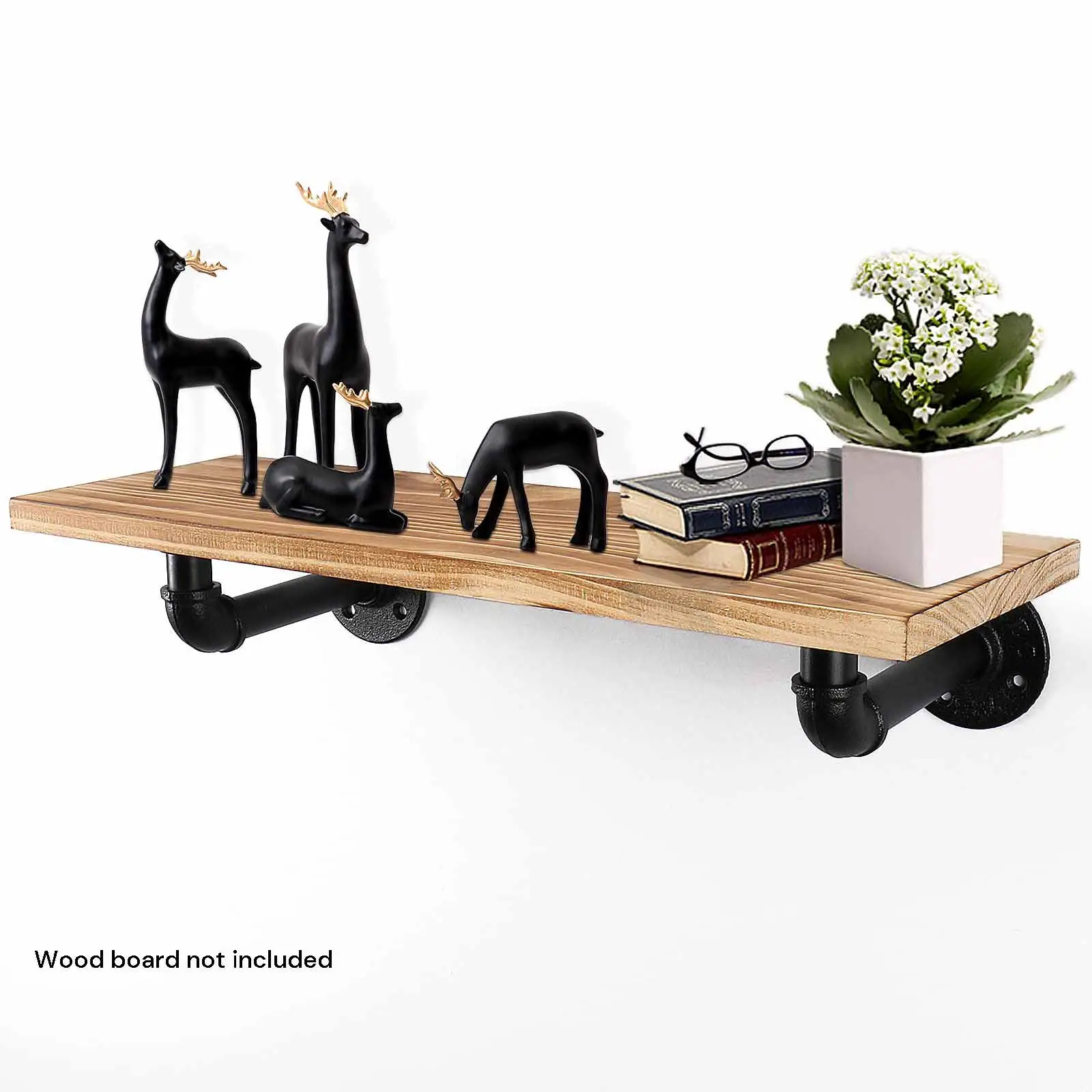 4PCS Pipe Floating Shelf Bracket Industrial Pipe Shelf Bracket Mounting Bracket Storage Racks Decor - Image 7