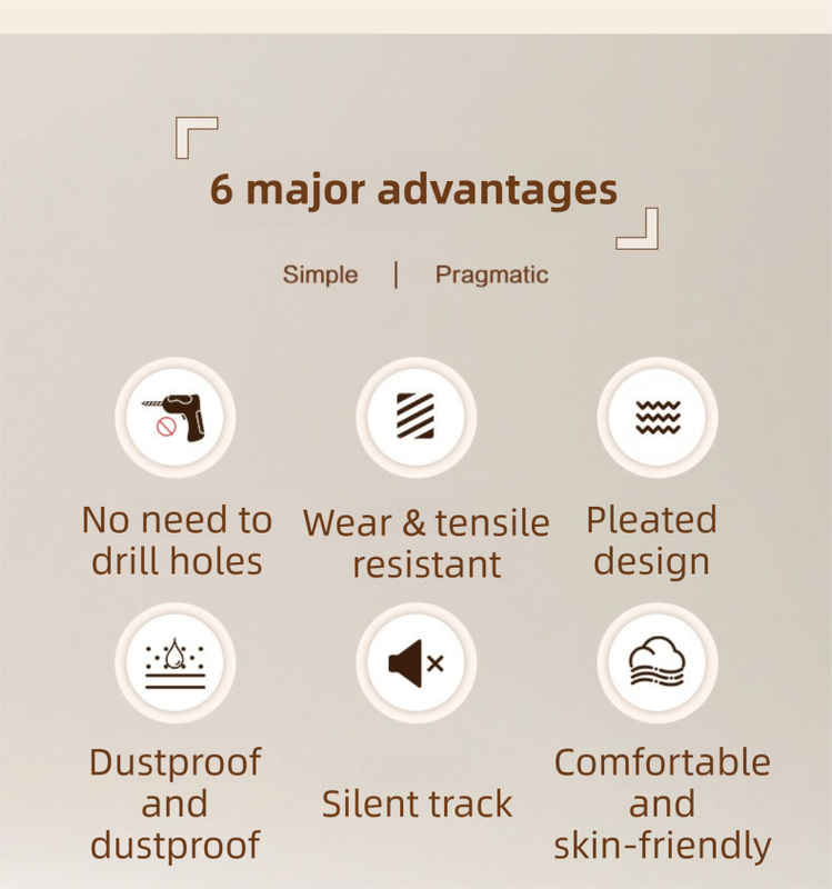 150 X 180 CM Light Gray Linen-Look Dust Drill-Free Pull-Curtain - Folding Doorless Closet Divider with Magnetic Closure & Hanging Rings - Image 2