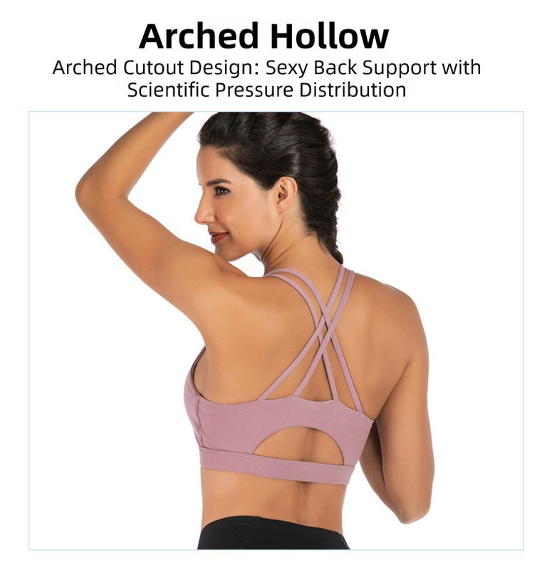 XXL Size White Elegant Sexy Criss-Cross Back Sports Bra for Women - High Support & Anti-Shock, Wire-Free Yoga Crop Top with X-Shape Fine Strap - Image 3