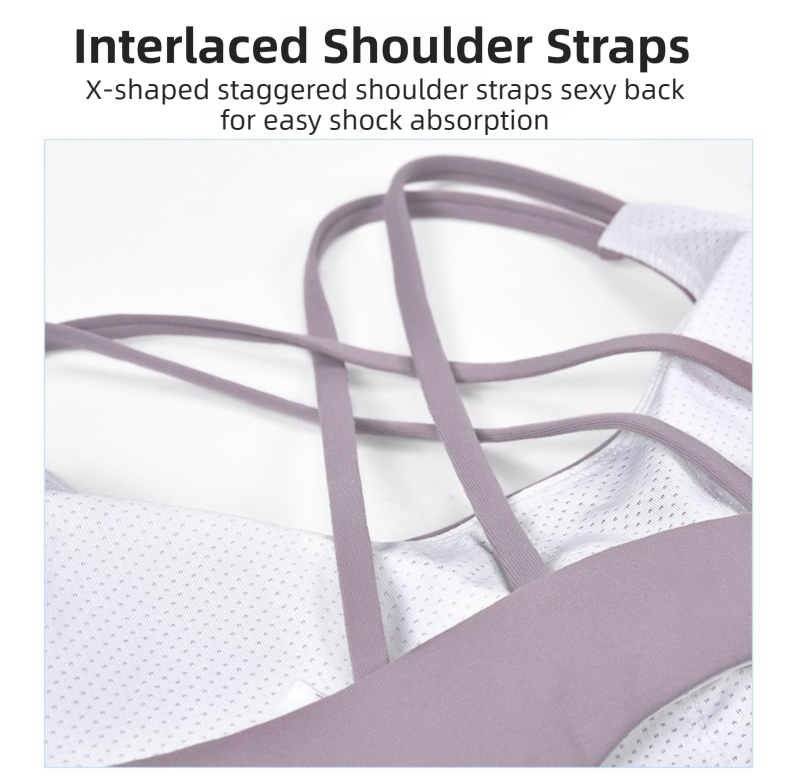XXL Size White Elegant Sexy Criss-Cross Back Sports Bra for Women - High Support & Anti-Shock, Wire-Free Yoga Crop Top with X-Shape Fine Strap - Image 4