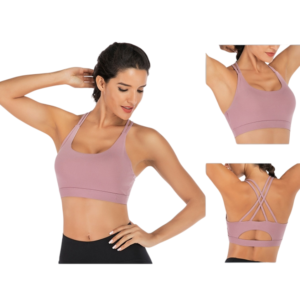 XXL Size Purple Elegant Sexy Criss-Cross Back Sports Bra for Women - High Support & Anti-Shock, Wire-Free Yoga Crop Top with X-Shape Fine Strap