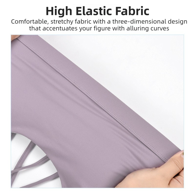XXL Size Purple Elegant Sexy Criss-Cross Back Sports Bra for Women - High Support & Anti-Shock, Wire-Free Yoga Crop Top with X-Shape Fine Strap - Image 2